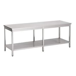 Ruostumaton teräspöytä hyllyllä - L 2400 x S 700 mm - CombiSteel
