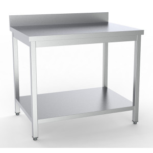 Inoxbord med Ryggstöd och Hylla - L 1400 x D 600 mm - CombiSteel