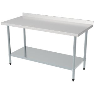 Ruostumaton teräspöytä selkänojalla ja hyllyllä - L 1800 x S 700 mm - CombiSteel