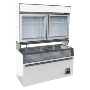 Valkoinen seinävitriini ja supermarketin kaappi - 948 L - CombiSteel