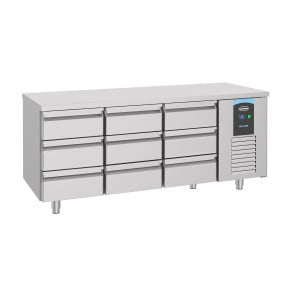 Positiivinen GN 1/1 -jäähdytyspöytä, 9 laatikkoa - 474 L - CombiSteel