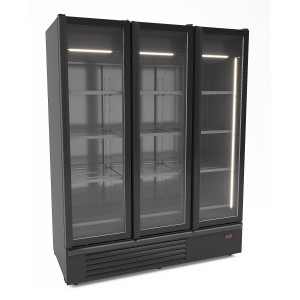 Svart Positiv Kylskåp - 2 Glasdörrar - 1555 L - CombiSteel