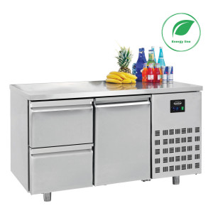 Positivt kylt bord GN 1/1 med 1 dörr och 2 lådor - 281 L - CombiSteel