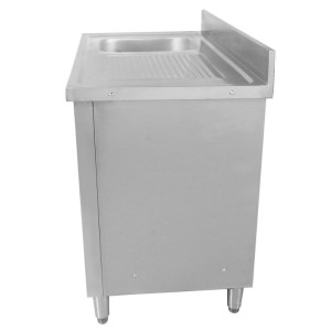 Meuble Plonge 1 Bac med Stänkskydd och 3 Lådor - 1200 x 600 mm - Bac till Vänster - Dynasteel
