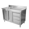 Meuble Plonge 1 Bac med Stänkskydd och 3 Lådor - 1200 x 600 mm - Bac till Vänster - Dynasteel