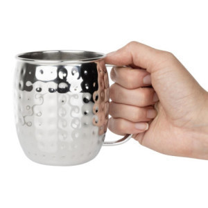 Hammered Stainless Steel Mug - 440 ml - Set of 6 - Olympia