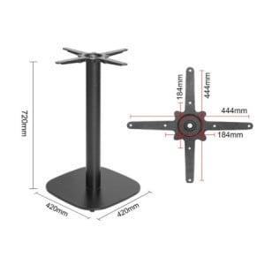 Musta valurautainen pöydänjalka - 720 x 420 mm - Bolero