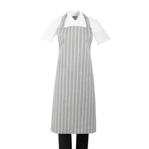 Gray and White Striped Bib Apron - Whites Chefs Clothing