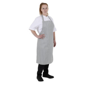 Randigt Grått och Vitt Förkläde - Whites Chefs Clothing