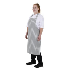 Tablier Bavette Rayé Gris et Blanc - Whites Chefs Clothing