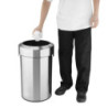 Brushed Steel Trash Can with Open Lid - 70 L - Bolero