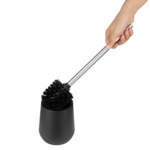 Black Toilet Brush and Holder - Jantex