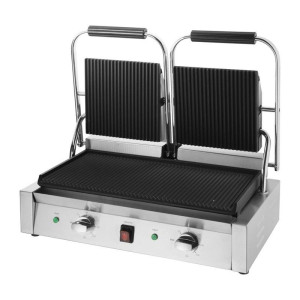 Grill De Contact Double Bistro Rainuré/Rainuré en Inox - Buffalo