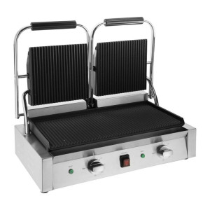 Grill De Contact Double Bistro Rainuré/Rainuré en Inox - Buffalo