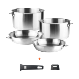 Set med 6 delar - Grytor och stekpannor med avtagbara handtag - Lacor