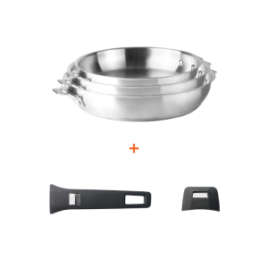 Set med 5 delar - Stekpannor med handtag och avtagbara handtag - Lacor