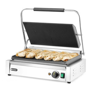 Grillkontakt Panini XL - Räfflad Platta - HENDI