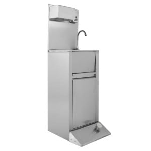 Jalkakäyttöinen käsienpesuallas roskakorilla, saippua- ja paperiannostelija - Dynasteel