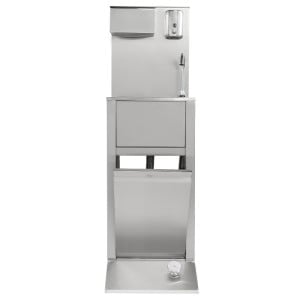 Jalkakäyttöinen käsienpesuallas roskakorilla, saippua- ja paperiannostelija - Dynasteel