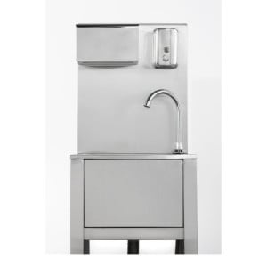 Jalkakäyttöinen käsienpesuallas roskakorilla, saippua- ja paperiannostelija - Dynasteel