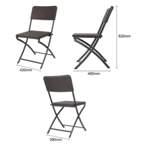 Ruskeat PE-rottinkiset taitettavat tuolit - 2 kpl
