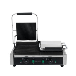 Grill med dubbelkontakt räfflade plattor
