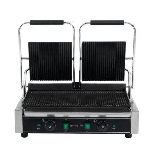 Grill med dubbelkontakt räfflade plattor