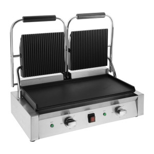 Grill med dubbelkontakt räfflad/slät - Buffalo
