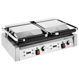 Grill med dubbelkontakt räfflade plattor