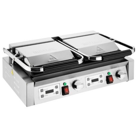 Grill med dubbelkontakt räfflade plattor