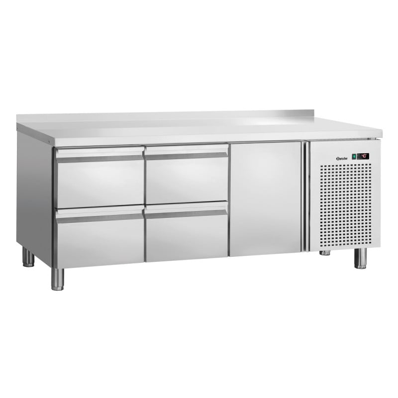 Table Réfrigérée Positive 1 Porte et 4 Tiroirs GN 1/1 avec Dosseret