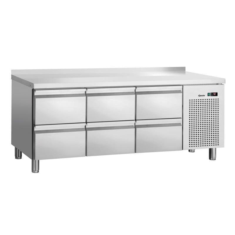 Positivt kylt bord med 6 lådor GN 1/1 med bakkant