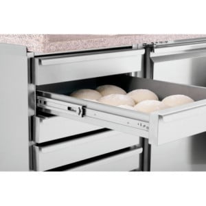 2-ovinen ja 7-laatikollinen jäähdytetty pizzakaluste