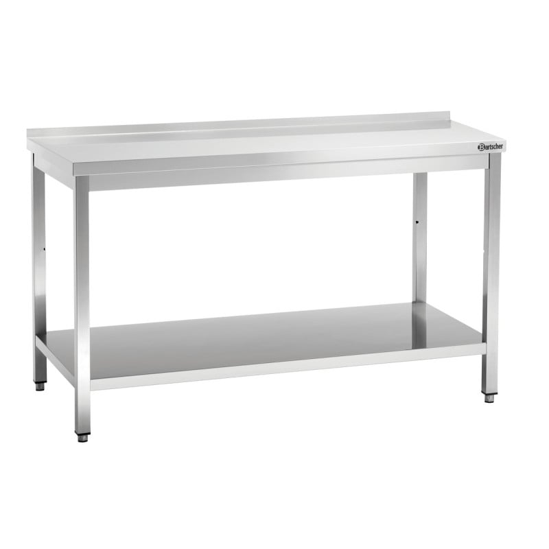 Stainless Steel Work Table with Lower Shelf and Backsplash - D 700 mm - L 1600 mm - Bartscher
