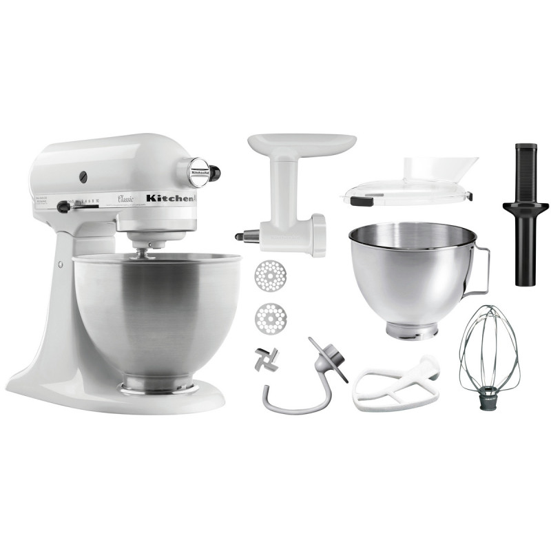 Valkoinen KitchenAid-yleiskone lisävarusteilla - 4,28 L - Bartscher