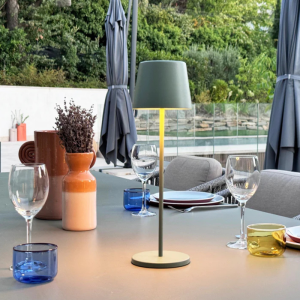 Touch LED-bordslampa Kelly Olive med laddningsbricka - Set om 6 - Lumisky