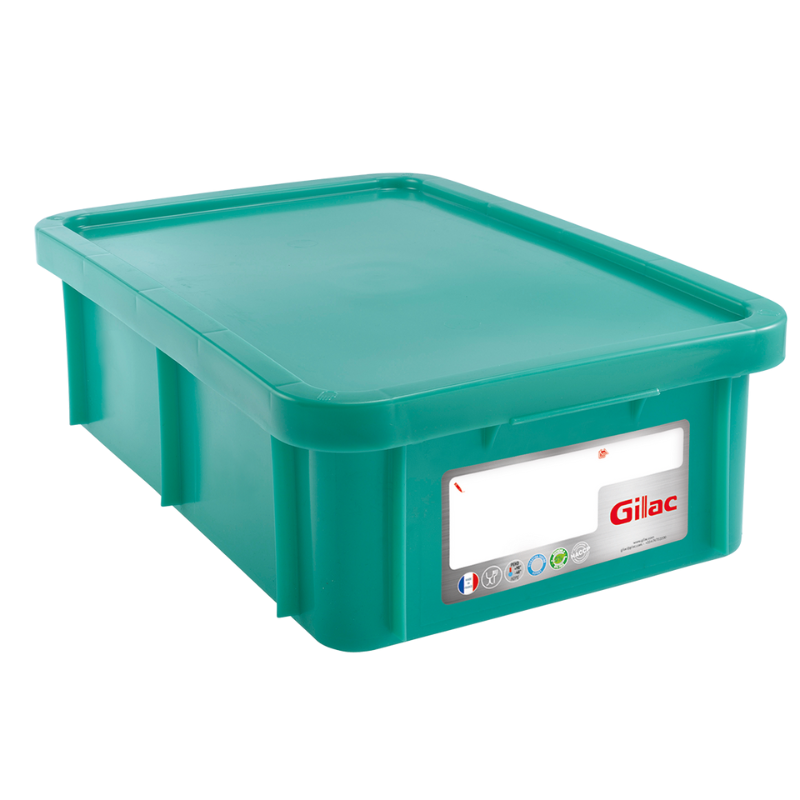 Rektangulär Behållare 25 L med Grönt Lock Haccp - Gilac Rektangulär Behållare 25 L med Grönt Lock Haccp - Gilac