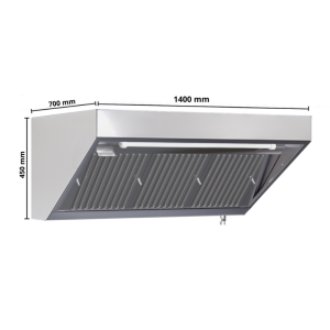 Hotte Snack 700 Led Sans Moteur Dynasteel - Pituus 1400 mm, Inox AISI304