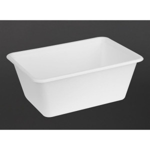 Komposterbara livsmedelsbrickor i bagasse 1000 ml - Paket med 100 - Fiesta Green