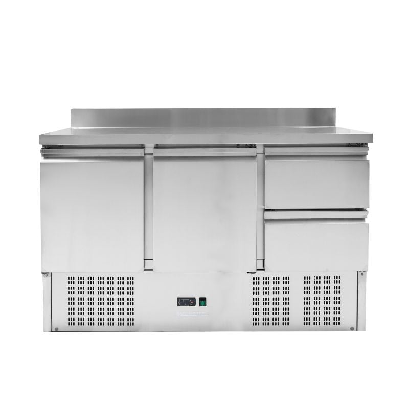 Positivt kylt bord med bakkant - 2 dörrar och 2 lådor GN 1/2 - Dynasteel Positivt kylt bord med bakkant - 2 dörrar och 2 lådor GN 1/2 - Dynasteel