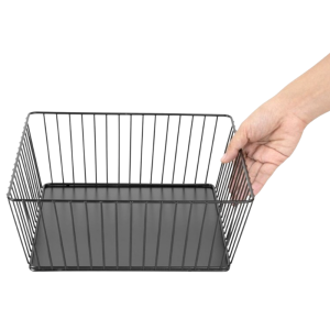 Svart fyrkantig metallpresentationskorg - 280x280x100 mm
