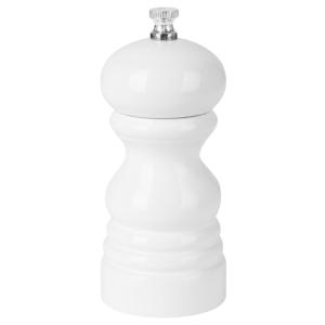Valkoinen puinen suola- tai pippurimylly - 125 mm