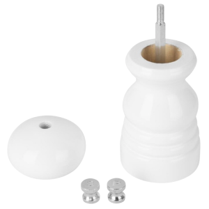 Valkoinen puinen suola- tai pippurimylly - 125 mm