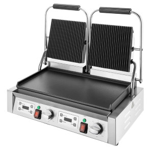 Grill Panini Dubbel - Släta och Räfflade Plattor - Buffalo