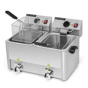 Professionell Fritös 2 x 8 L med Tömning - Dynasteel