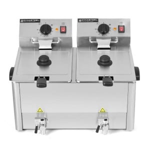 Professionell Fritös 2 x 8 L med Tömning - Dynasteel
