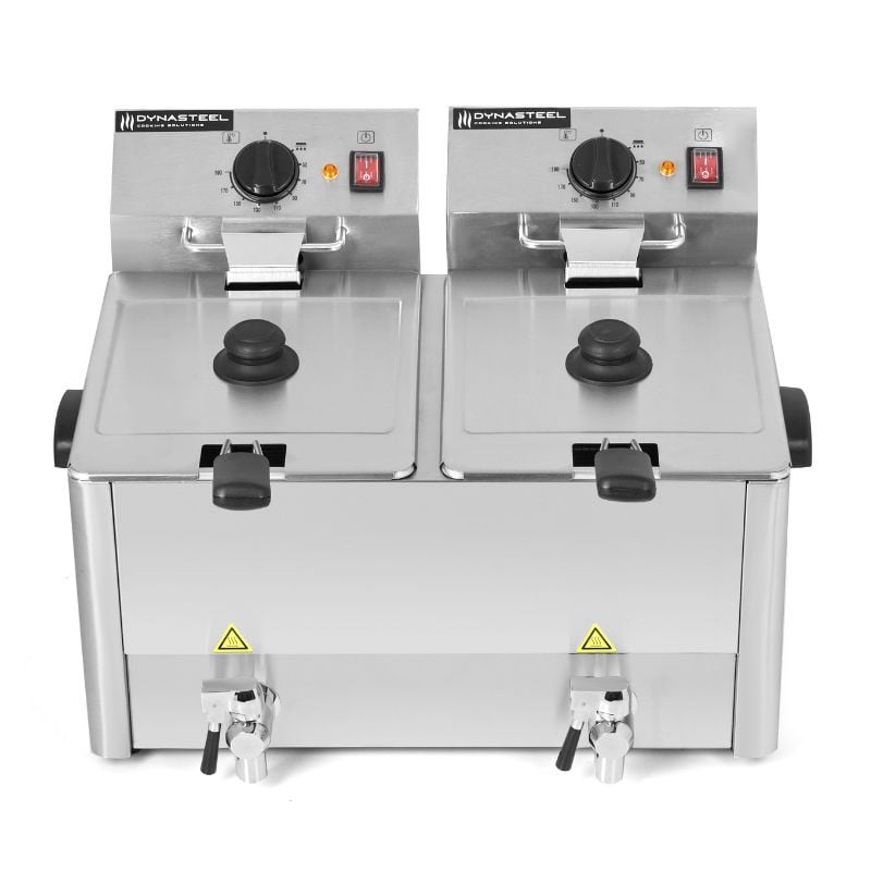 Friteuse Professionnelle 2 x 8 L avec Vidange - Dynasteel Friteuse Professionnelle 2 x 8 L avec Vidange - Dynasteel