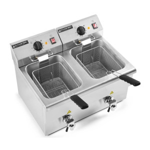 Professionell Fritös 2 x 8 L med Tömning - Dynasteel