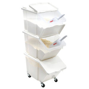 Set of 3 Ingredient Bins 30L + Lids + 4 Wheels
