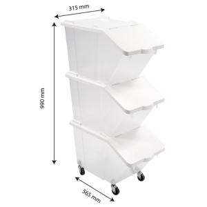 Lot de 3 Bacs à Ingrédients 30L + Couvercles + 4 Roues